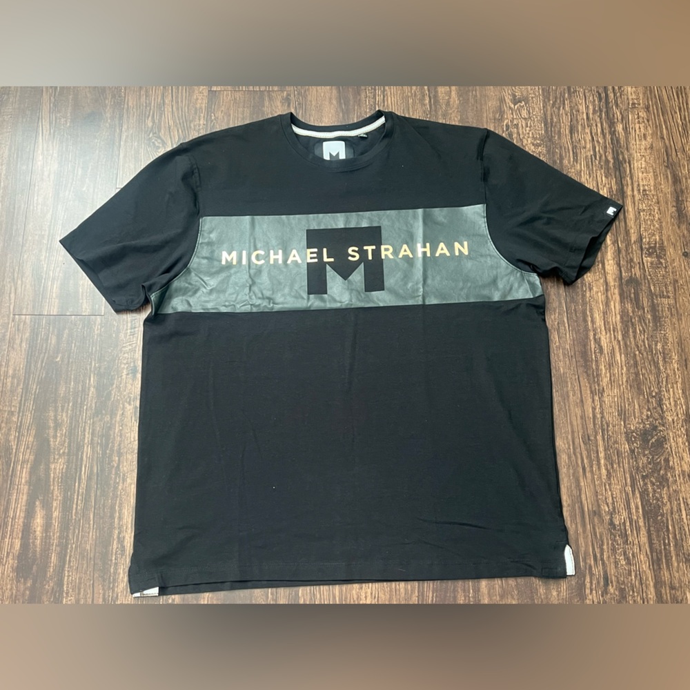 Michael Strahan Collection T-Shirt Mens Size 2X Black Gray Graphic Logo Tee